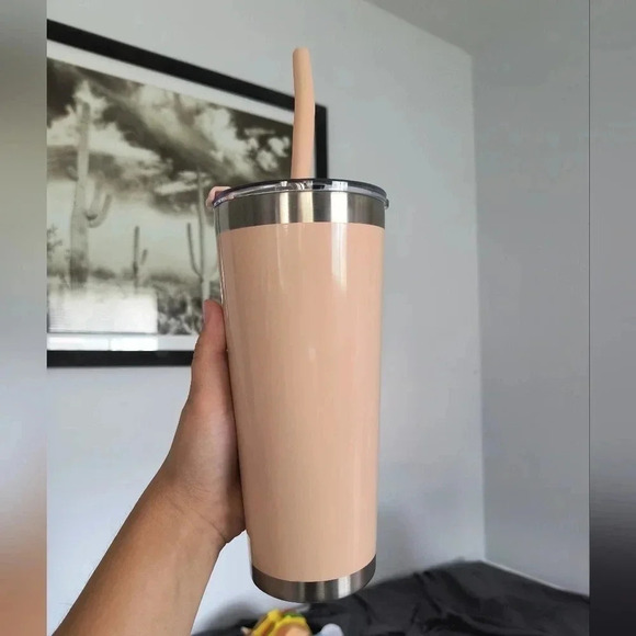 Nothing is Impossible funny tumbler tan silver metal straw lid insulated bag - Picture 3 of 5